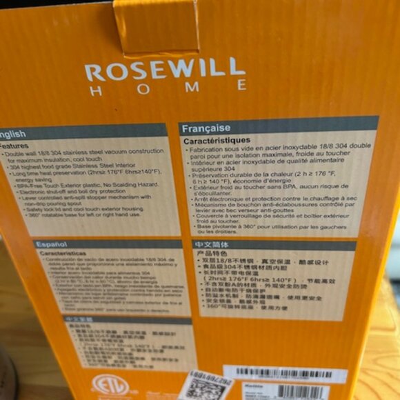 Brand New Rosewill Home Stainless Steel Electric Hot Water Kettle 1.7L 1500Watts - Picture 11 of 11